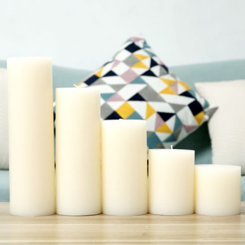 Candle supplier wholesale hot selling white pillar candles personalize label with different sizes and shapes